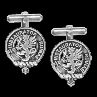 Image 0 of Forsyth Clan Badge Sterling Silver Clan Crest Cufflinks
