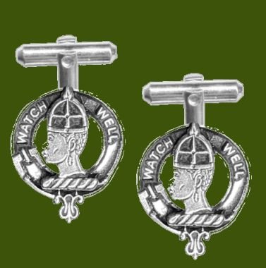 Image 0 of Haliburton Clan Badge Stylish Pewter Clan Crest Cufflinks