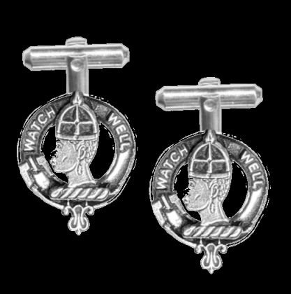 Image 0 of Haliburton Clan Badge Sterling Silver Clan Crest Cufflinks