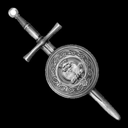 Image 0 of Abercrombie Clan Badge Sterling Silver Dirk Shield Large Clan Crest Kilt Pin