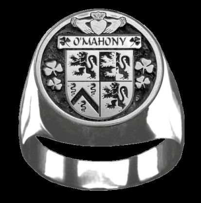 Image 0 of OMahony Irish Coat Of Arms Family Crest Mens Sterling Silver Ring