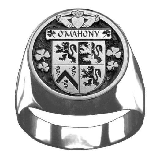 Image 1 of OMahony Irish Coat Of Arms Family Crest Mens Sterling Silver Ring