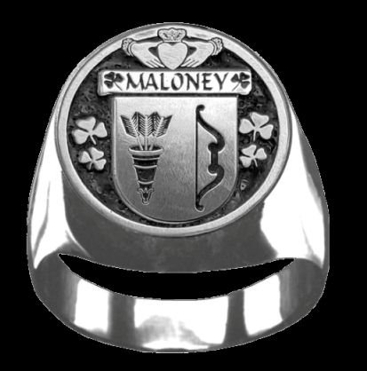 Image 0 of Maloney Irish Coat Of Arms Family Crest Mens Sterling Silver Ring