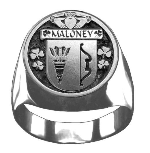 Image 1 of Maloney Irish Coat Of Arms Family Crest Mens Sterling Silver Ring