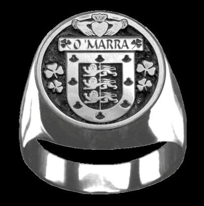 Image 0 of OMarra Irish Coat Of Arms Family Crest Mens Sterling Silver Ring