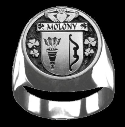 Image 0 of Molony Irish Coat Of Arms Family Crest Mens Sterling Silver Ring