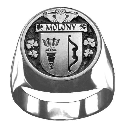 Image 1 of Molony Irish Coat Of Arms Family Crest Mens Sterling Silver Ring