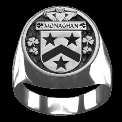 Image 0 of Monaghan Irish Coat Of Arms Family Crest Mens Sterling Silver Ring