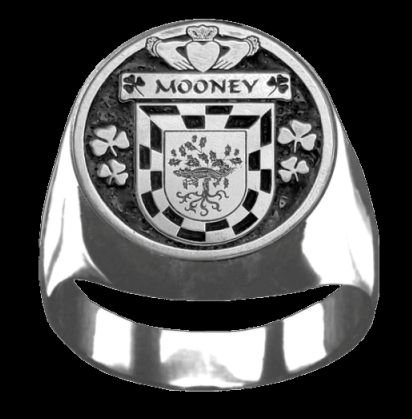 Image 0 of Mooney Irish Coat Of Arms Family Crest Mens Sterling Silver Ring