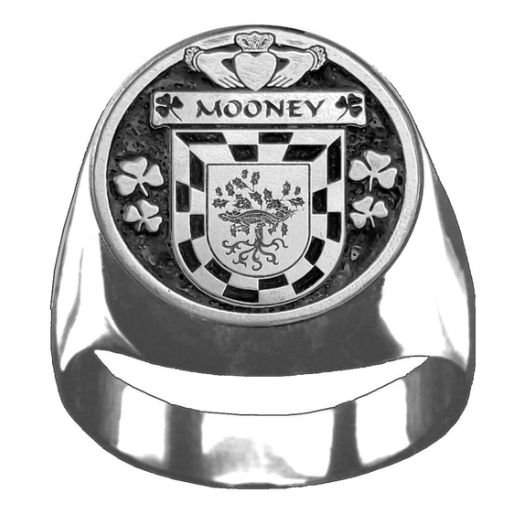 Image 1 of Mooney Irish Coat Of Arms Family Crest Mens Sterling Silver Ring