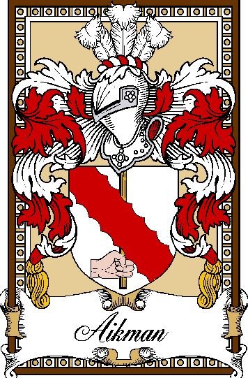 Image 0 of Aikman Bookplate Coat Of Arms Family Crest Paper Poster