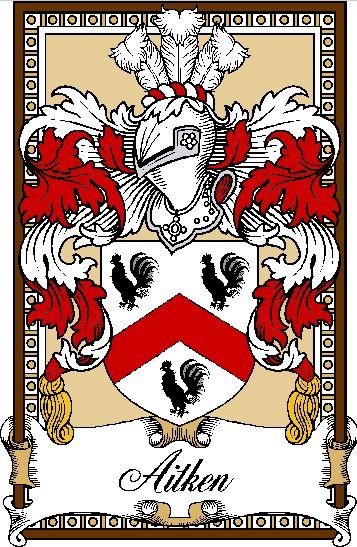 Image 0 of Aitken Bookplate Coat Of Arms Family Crest Paper Poster