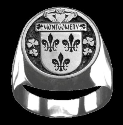 Image 0 of Montgomery Irish Coat Of Arms Family Crest Mens Sterling Silver Ring