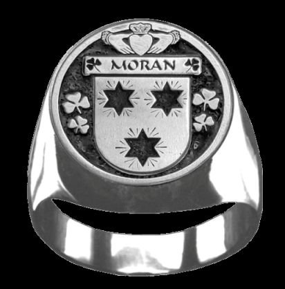 Image 0 of Moran Irish Coat Of Arms Family Crest Mens Sterling Silver Ring
