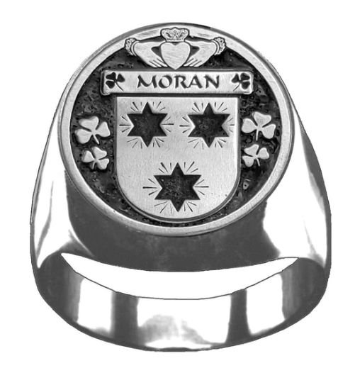 Image 1 of Moran Irish Coat Of Arms Family Crest Mens Sterling Silver Ring