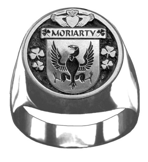 Image 1 of Moriarty Irish Coat Of Arms Family Crest Mens Sterling Silver Ring