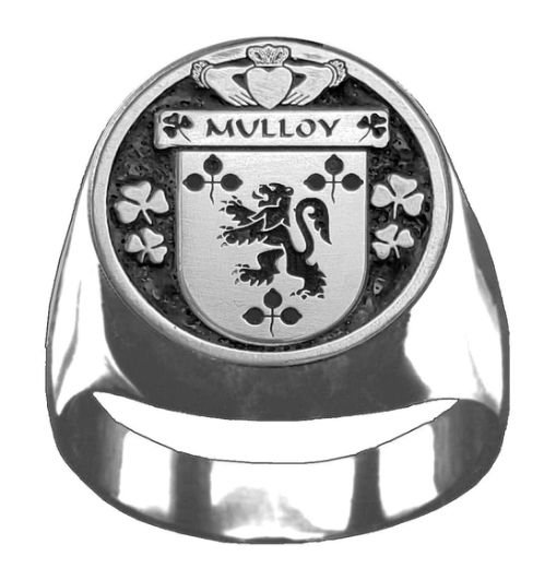Image 1 of Mulloy Irish Coat Of Arms Family Crest Mens Sterling Silver Ring