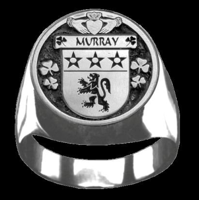 Image 0 of Murray Irish Coat Of Arms Family Crest Mens Sterling Silver Ring