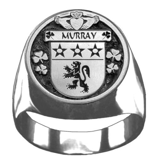 Image 1 of Murray Irish Coat Of Arms Family Crest Mens Sterling Silver Ring