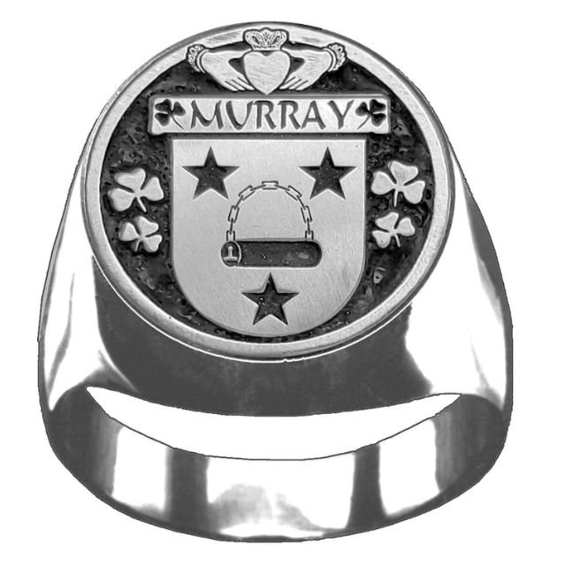 Image 3 of Murray Irish Coat Of Arms Family Crest Mens Sterling Silver Ring