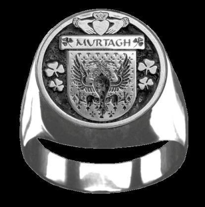 Image 0 of Murtagh Irish Coat Of Arms Family Crest Mens Sterling Silver Ring