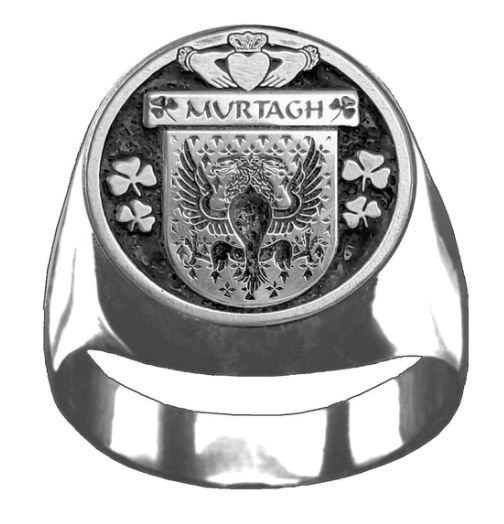 Image 1 of Murtagh Irish Coat Of Arms Family Crest Mens Sterling Silver Ring