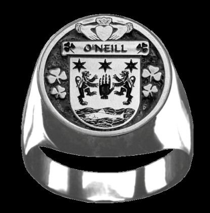 Image 0 of ONeill Irish Coat Of Arms Family Crest Mens Sterling Silver Ring