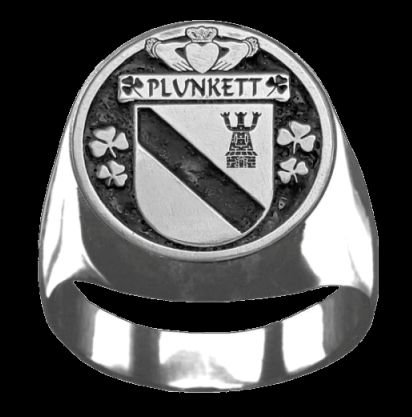 Image 0 of Plunkett Irish Coat Of Arms Family Crest Mens Sterling Silver Ring