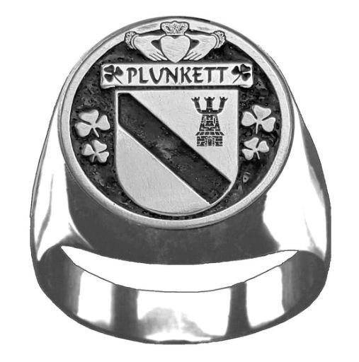 Image 1 of Plunkett Irish Coat Of Arms Family Crest Mens Sterling Silver Ring