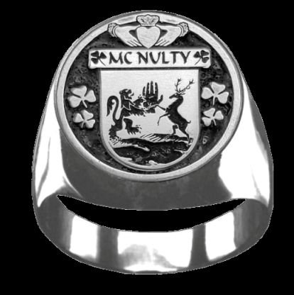 Image 0 of McNulty Irish Coat Of Arms Family Crest Mens Sterling Silver Ring