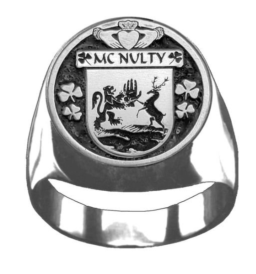 Image 1 of McNulty Irish Coat Of Arms Family Crest Mens Sterling Silver Ring