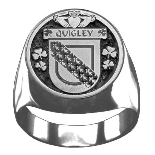 Image 1 of Quigley Irish Coat Of Arms Family Crest Mens Sterling Silver Ring