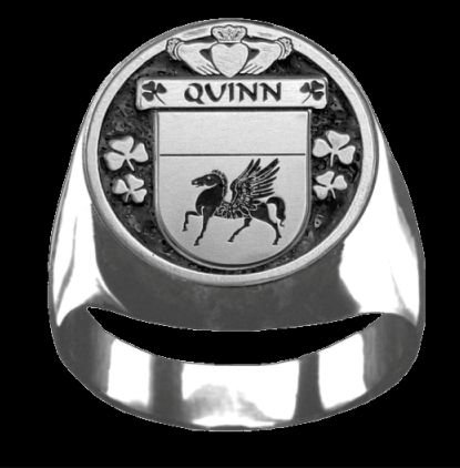 Image 0 of Quinn Irish Coat Of Arms Family Crest Mens Sterling Silver Ring