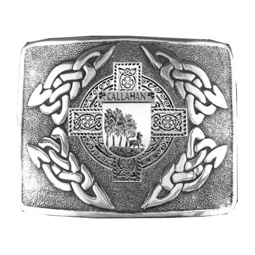 Image 1 of Callahan Irish Badge Interlace Mens Sterling Silver Kilt Belt Buckle