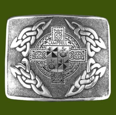 Image 0 of Campbell Irish Badge Interlace Mens Stylish Pewter Kilt Belt Buckle