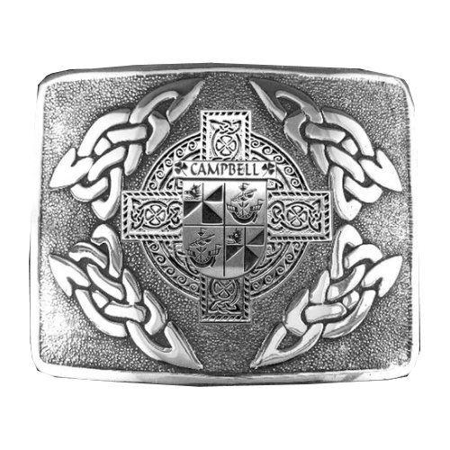 Image 1 of Campbell Irish Badge Interlace Mens Stylish Pewter Kilt Belt Buckle