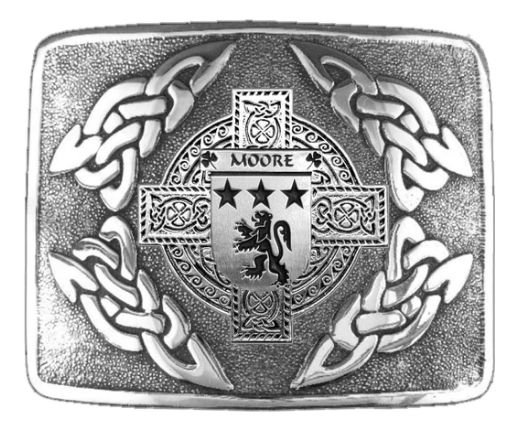 Image 1 of Moore Irish Badge Interlace Mens Stylish Pewter Kilt Belt Buckle