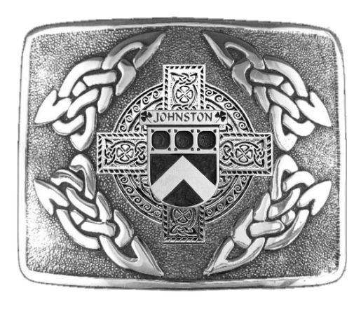 Image 1 of Johnston Irish Badge Interlace Mens Stylish Pewter Kilt Belt Buckle