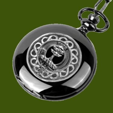Image 0 of Abercrombie Clan Badge Pewter Clan Crest Black Hunter Pocket Watch