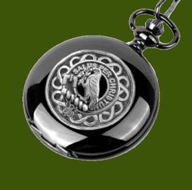 Image 0 of Abernethy Clan Badge Pewter Clan Crest Black Hunter Pocket Watch