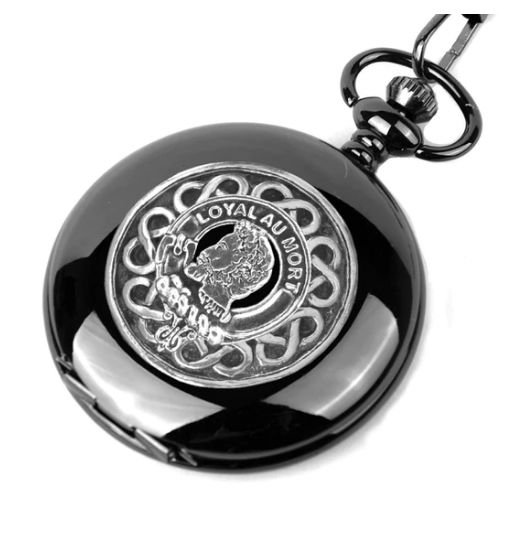 Image 1 of Adair Clan Badge Pewter Clan Crest Black Hunter Pocket Watch