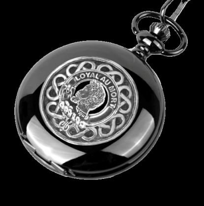 Image 0 of Adair Clan Badge Silver Clan Crest Black Hunter Pocket Watch