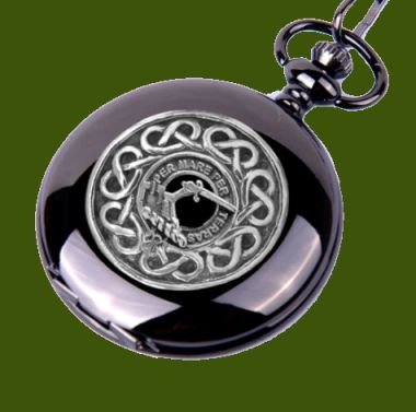 Image 0 of Alexander Clan Badge Pewter Clan Crest Black Hunter Pocket Watch