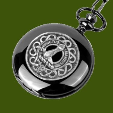 Image 0 of Armstrong Clan Badge Pewter Clan Crest Black Hunter Pocket Watch