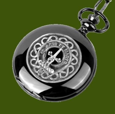 Image 0 of Bain Clan Badge Pewter Clan Crest Black Hunter Pocket Watch