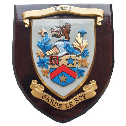 Image 1 of Custom Coat Of Arms Family Crest Hand Painted 12 x 10 Wooden Wall Plaque 