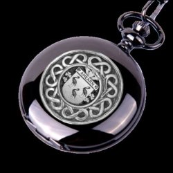 Ahearn Irish Coat Of Arms Silver Family Crest Black Hunter Pocket Watch