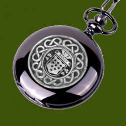 Bailey Irish Coat Of Arms Pewter Family Crest Black Hunter Pocket Watch