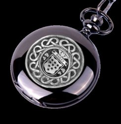 Bailey Irish Coat Of Arms Silver Family Crest Black Hunter Pocket Watch