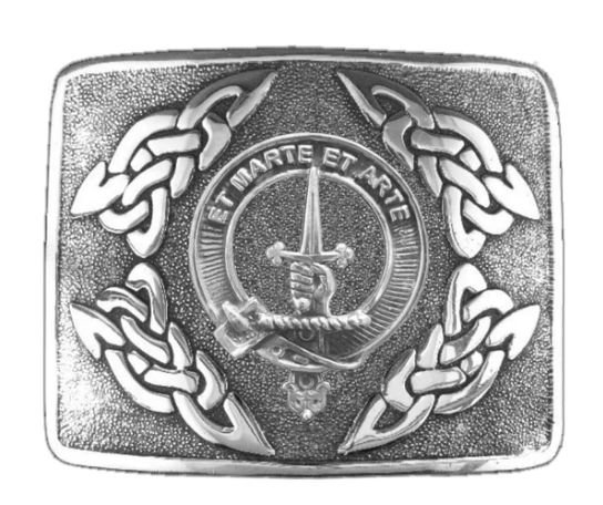 Image 1 of Bain Clan Badge Interlace Mens Sterling Silver Kilt Belt Buckle